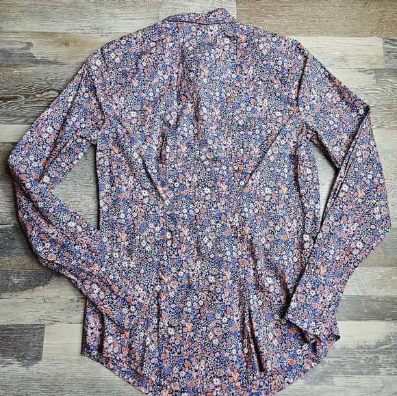 J. Crew x Liberty Fabric London Size 00 Kayoko Deep Blue Floral pattern Button D - Picture 4 of 7